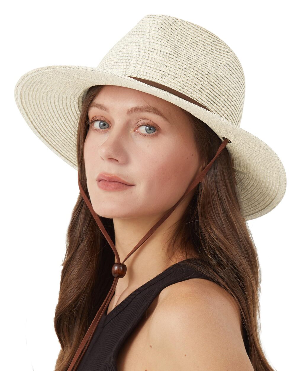 8765 Extra Large Straw Sun Hats Wide Brim UPF 50+ Panama Fedora Hats Petite